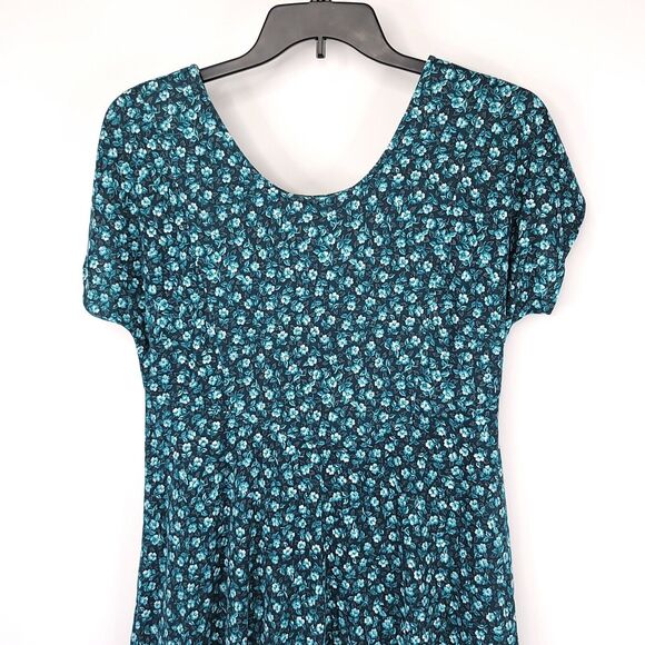 Ms Conduct Dress Womens Large Vintage Knee Short Sleeve Fit Flare A Line Floral - Picture 4 of 6